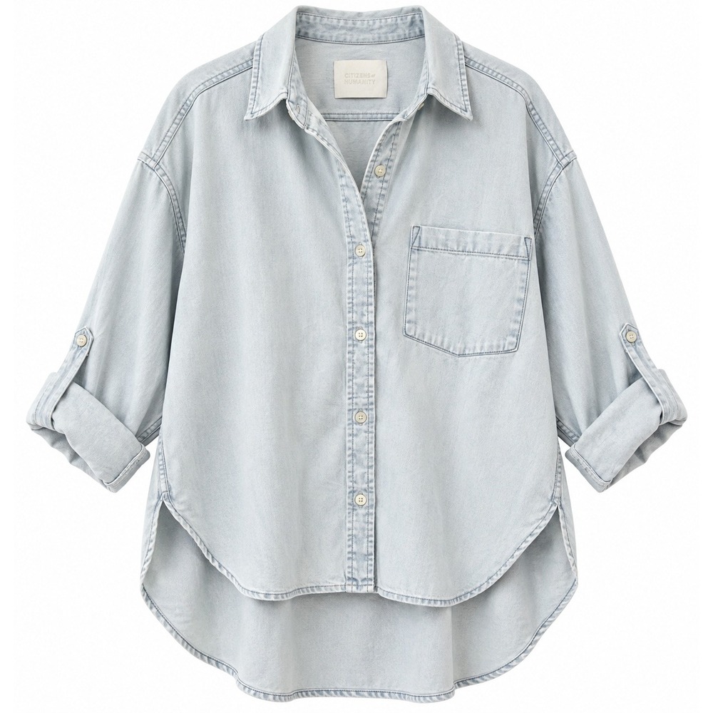 Citizens of Humanity L Oversized Light Wash Denim Button Down Shirt